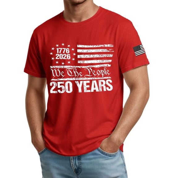 Men's 250th Anniversary USA Shirts American Flag Short Sleeves T-Shirt 4th of July Shirt 250 Years Birthday Patriotic Tops,Red,M