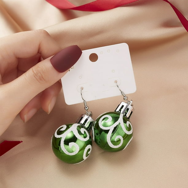 Uuiauoio Christmas Bulb Ornament Earrings Snowflake Flower Lucky Star Round Ball Hook Hoops Earring Fashion Xmas Festive Jewelry Gifts for Women Daughter ,Plastic Dangle Earrings