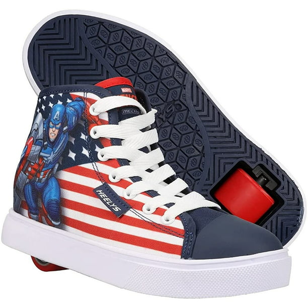Simuleren patrouille risico HEELYS Men's Captain America Hustle High Top Wheels Skate Sneaker Shoes  Numeric_9 - Walmart.com