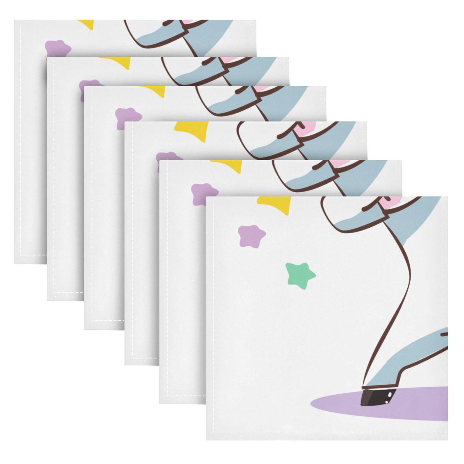 JSTEL Unicorn Dabbing Cloth Napkins Set of 6, 20x20 Inch Washable and Reusable Napkin for Decoupage Dinner Party Everyday Use