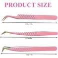 thumbnail image 4 of HLONK Pinces à Extension de Cils 3 Pcs Pinces en Fibre d'Acier Inoxydable pour Extension de Cils Pinces Professionnelles de Haute Précision Ensemble Pinces à Cils Volume (Rose), 4 of 6