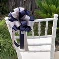 thumbnail image 2 of Navy Blue and Silver Pull Bows - 8" Wide, Set of 6, Wedding, Christmas, Decoration, 2 of 6