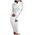 thumbnail image 1 of Winter Fall Dresses for Women Wedding Guest Long Sleeve Slim Dress High Neck Casual Dress Slim Dress, 1 of 4