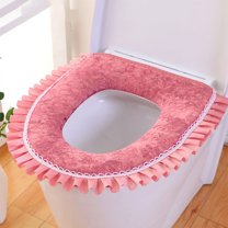 YgkuHd Toilet Seat Covers for Bathroom, Zipper Model Toilet Seat Household Embroidery Sitting Washer Toilet Seat Cover Cute Washer Universal Toilet Seat Washable D Shapetoilet Seat Cushion (Pink)