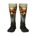 thumbnail image 2 of Lsque Streamside Meditating Fox Printed Crew Socks Men's Women's LightWeight Thin Casual Calf Socks ,Knee High Socks,Cotton Socks, 2 of 9