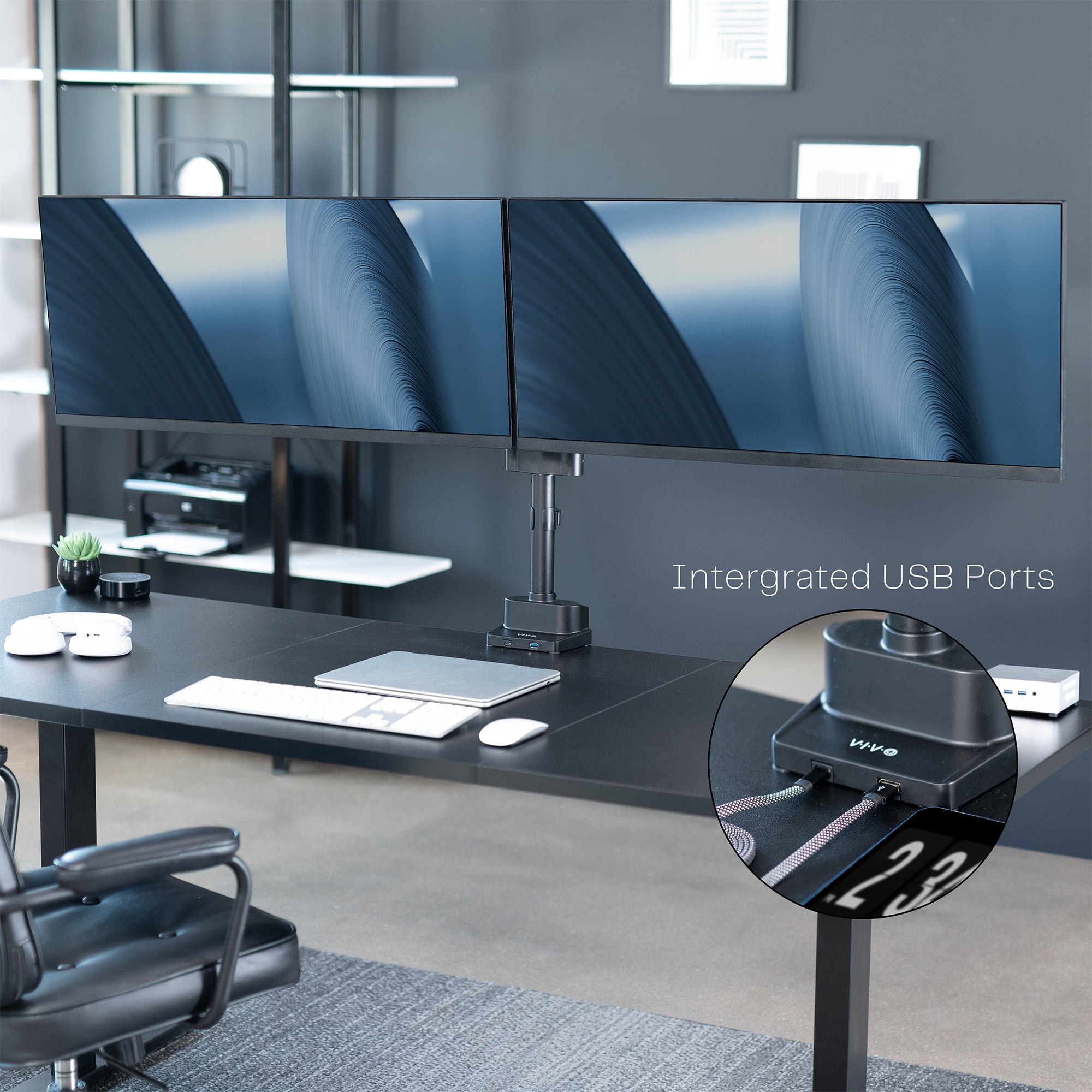 VIVO Premium Aluminum Full Motion Dual Monitor Arm Desk Mount Stand w/ USB Ports