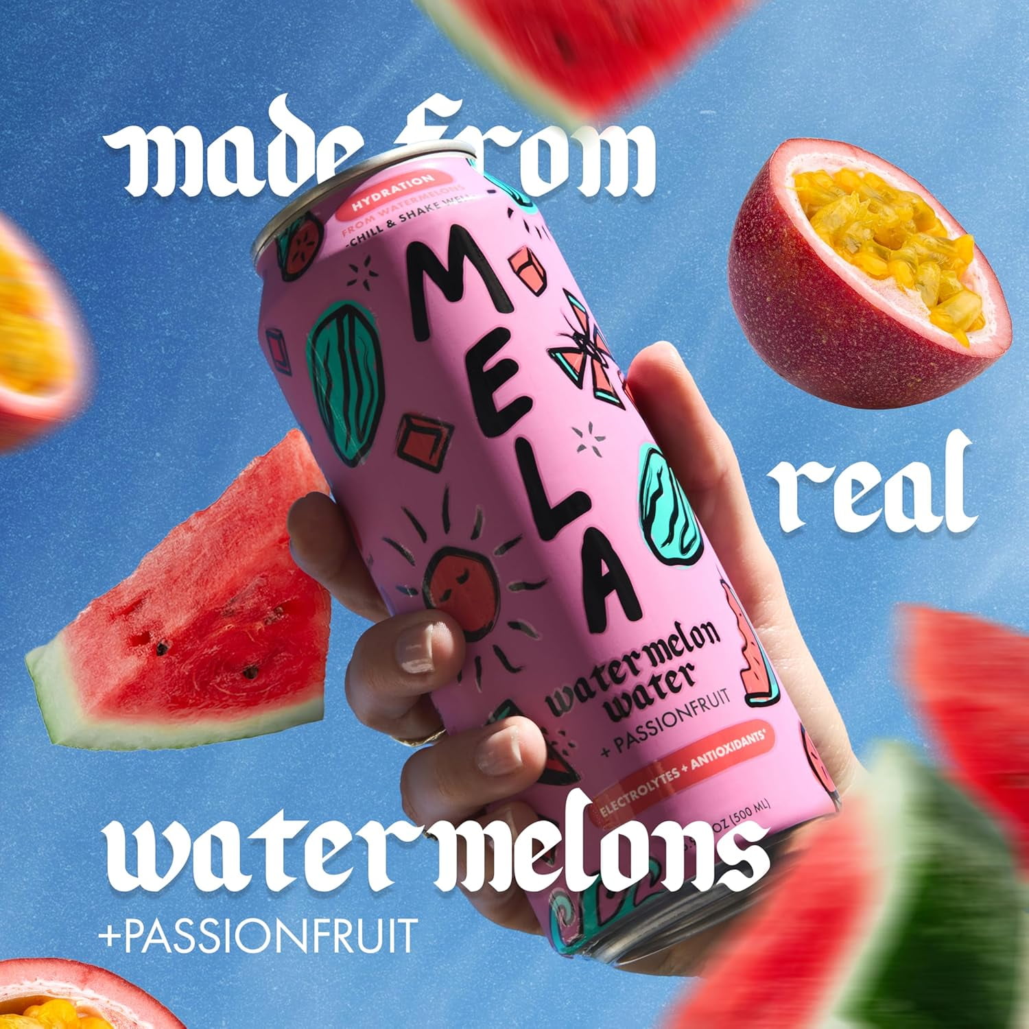 Mela Water Passionfruit Sparkling Flavored Water, 12oz Cans, 6-Pack