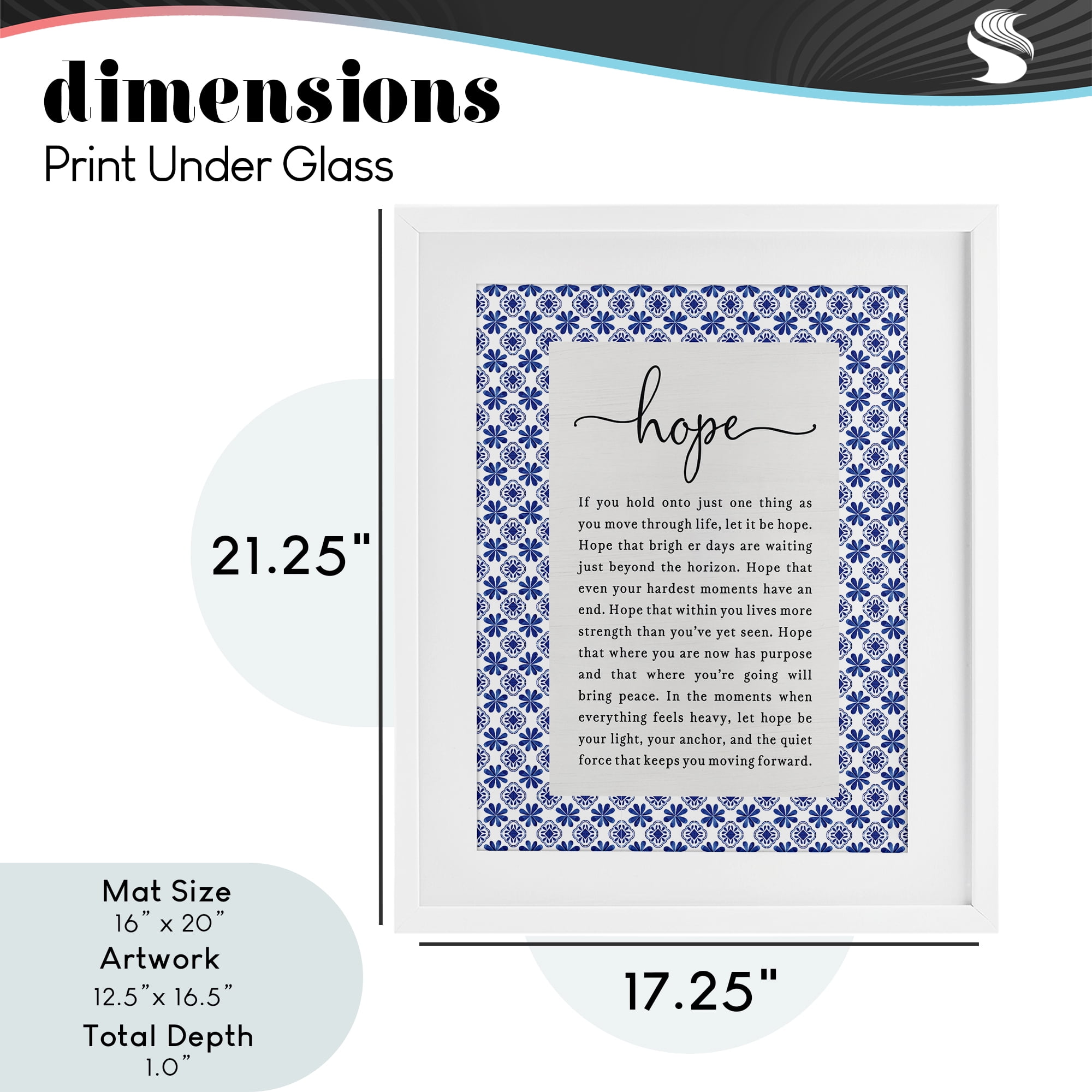 Hope For Brighter Days White Framed Print Under Glass, design by Lettered and Lined