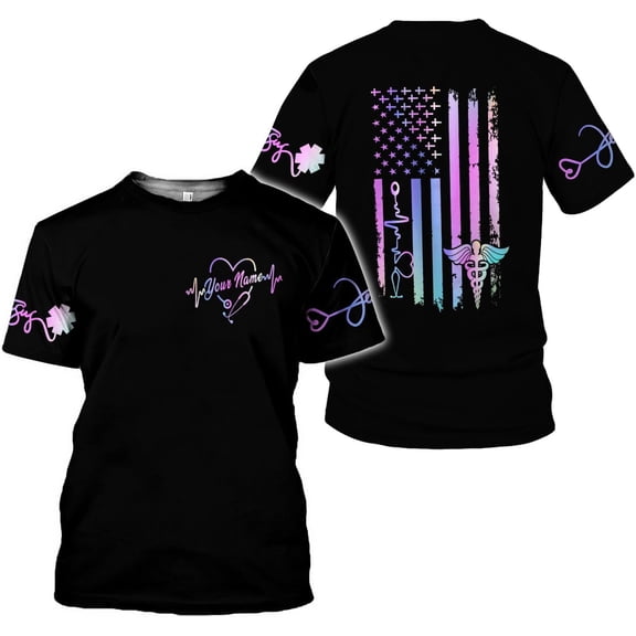 Custom Er Nurse Shirts for Women Future Nurse Shirt 3D Nursing Shirts for Nurses Emergency Nurse Shirt CNA Shirts CNA Shirt (S)