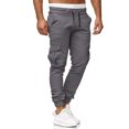 thumbnail image 3 of thinsony Cotton Men Trousers Solid Color Replacement Stylish Washable Easy Matching Middle Waist Home Long Pant Clothes Light Grey XL, 3 of 9