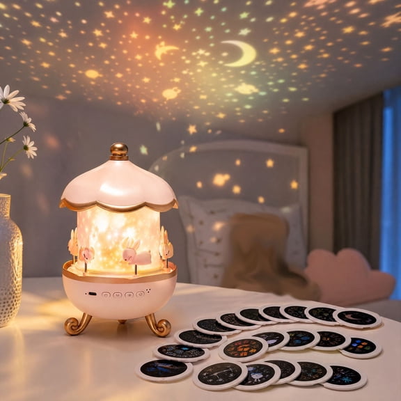 Rechargeable Kids Star Projector Night Light, 360° Rotating Princess Projection Lamp with 21 Films for Girls Bedroom Decor & Holiday Gifts(A#3)