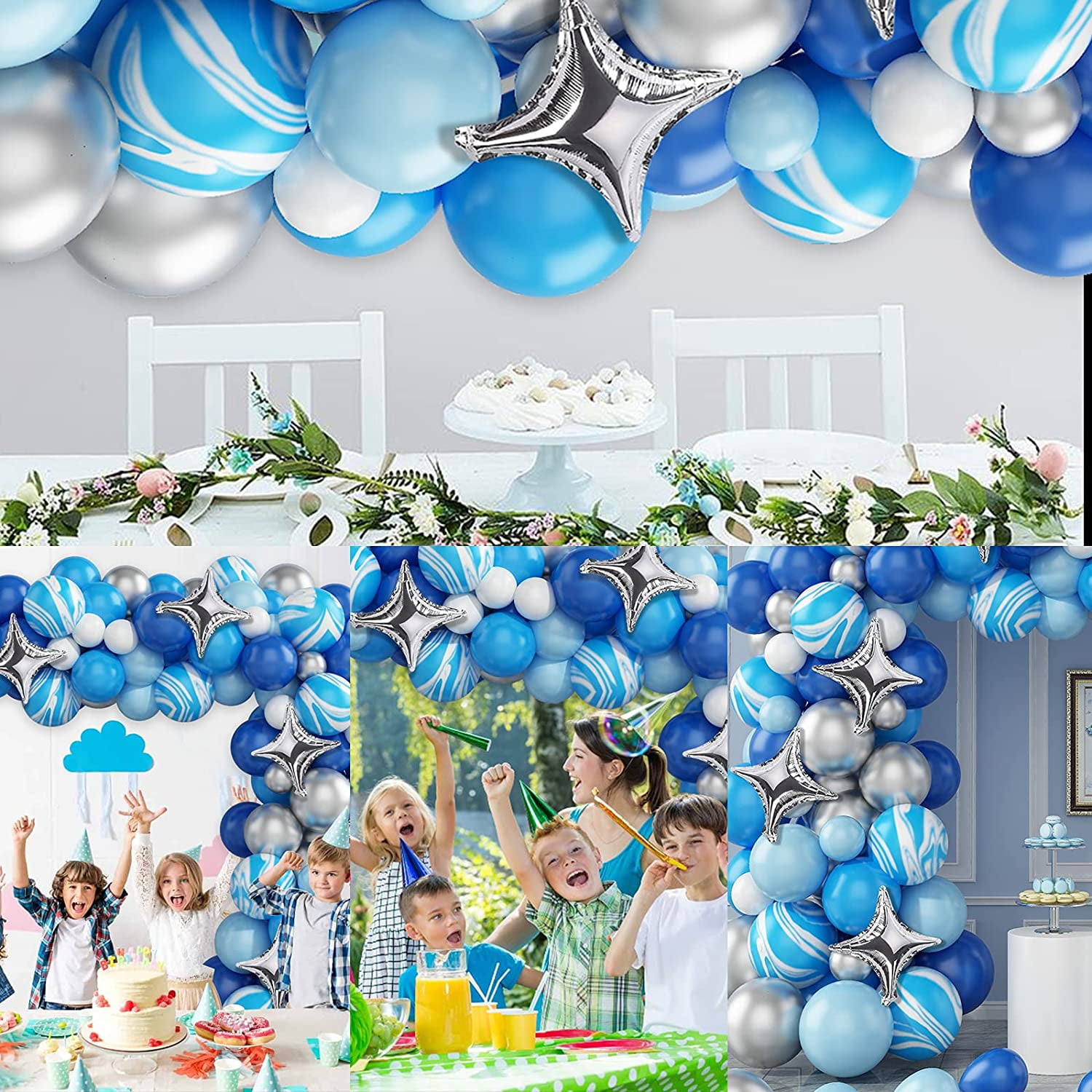 AYUQI Balloons Arch Kit Blue, Navy Blue Silver White Balloon Garland Kit  with Marble Agate Blue Balloons, Macaron Light Blue Balloons for Boy Men  Space Birthday Baby Shower Wedding Party Decorations 