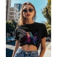 thumbnail image 4 of T Shirts for Women Short Sleeve Cotton Crewneck T-Shirt, Hummingbird Colorful Gradient Bird Splash Ink Tee Tops Casual Basic T-Shirts, XS-5XL Black XS, 4 of 7