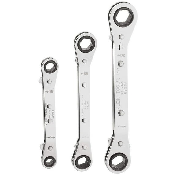 Klein Tools Reverse Ratchet Box Wrench Set 3 Pc