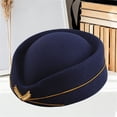 thumbnail image 5 of Women's Stewardess Hat, Wool Blend Cosplay Cap for Stage Performance, Costume Dress Up, Elegant Uniform Style Hat with Ergonomic Fit - Navy, 5 of 6