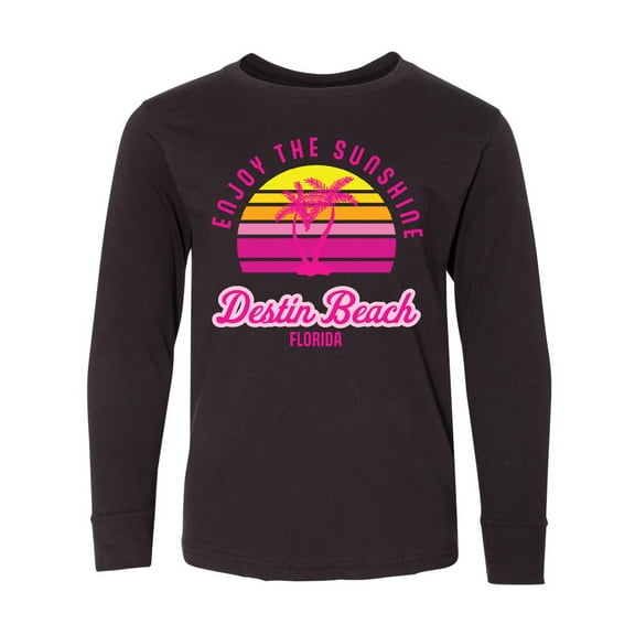 Inktastic Summer Enjoy the Sunshine Destin Beach Florida in Pink Long Sleeve Youth T-Shirt