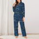 thumbnail image 2 of Balery Shark Conjunto de Pijama con Estampado para Mujer, Conjunto de Dos Piezas con Manga Larga, Ropa de Dormir Suave con Bolsillos, Pijamas Cómodos-Large, 2 of 7