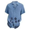 thumbnail image 3 of Huresd Mens Short Sleeve Button Down Shirts Palm Tree Hawaiian Shirts Lighweight Turndown Collar Tropical Beach Shirts for Men Sky Blue 4XL, 3 of 4