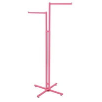 SSWBasics Hot Pink 2-Way Retail Clothing Rack with Straight Arms - Sleek and Sturdy Clothes Display Rack for Boutiques and Thrift Stores - Premium Boutique Clothing Rack for Garment Organization