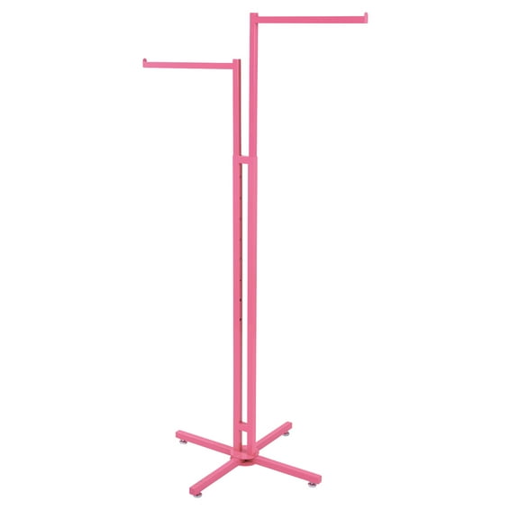 SSWBasics Hot Pink 2-Way Retail Clothing Rack with Straight Arms - Sleek and Sturdy Clothes Display Rack for Boutiques and Thrift Stores - Premium Boutique Clothing Rack for Garment Organization