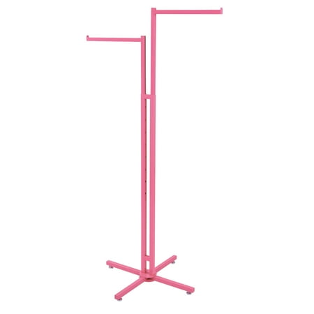 SSWBasics Hot Pink 2-Way Retail Clothing Rack with Straight Arms - Sleek and Sturdy Clothes Display Rack for Boutiques and Thrift Stores - Premium Boutique Clothing Rack for Garment Organization