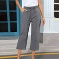 thumbnail image 2 of iHPH7 Travel Pants Women, Pull On Capris for Women, Gauze Pants, Summer Capris for Women Lightweight, Linen Pants Women, Dark Gray L, 2 of 5