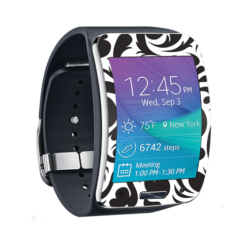 MightySkins Skin Compatible With Samsung Galaxy Gear S Smart Watch cover  wrap sticker skins Swirly Black - Walmart.com
