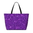 thumbnail image 2 of Balery Purple Glitter Beach Travel Bag - Water-Resistant, Large Capacity Lightweight Tote with 7 Pockets for Women and Men - Perfect for Beach, Pool, Gym, and Travel, 2 of 7