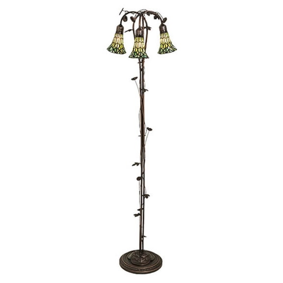 Meyda Tiffany 255136 Pond Lily 3 Light 58" Tall Tree Floor Lamp - MultiColor