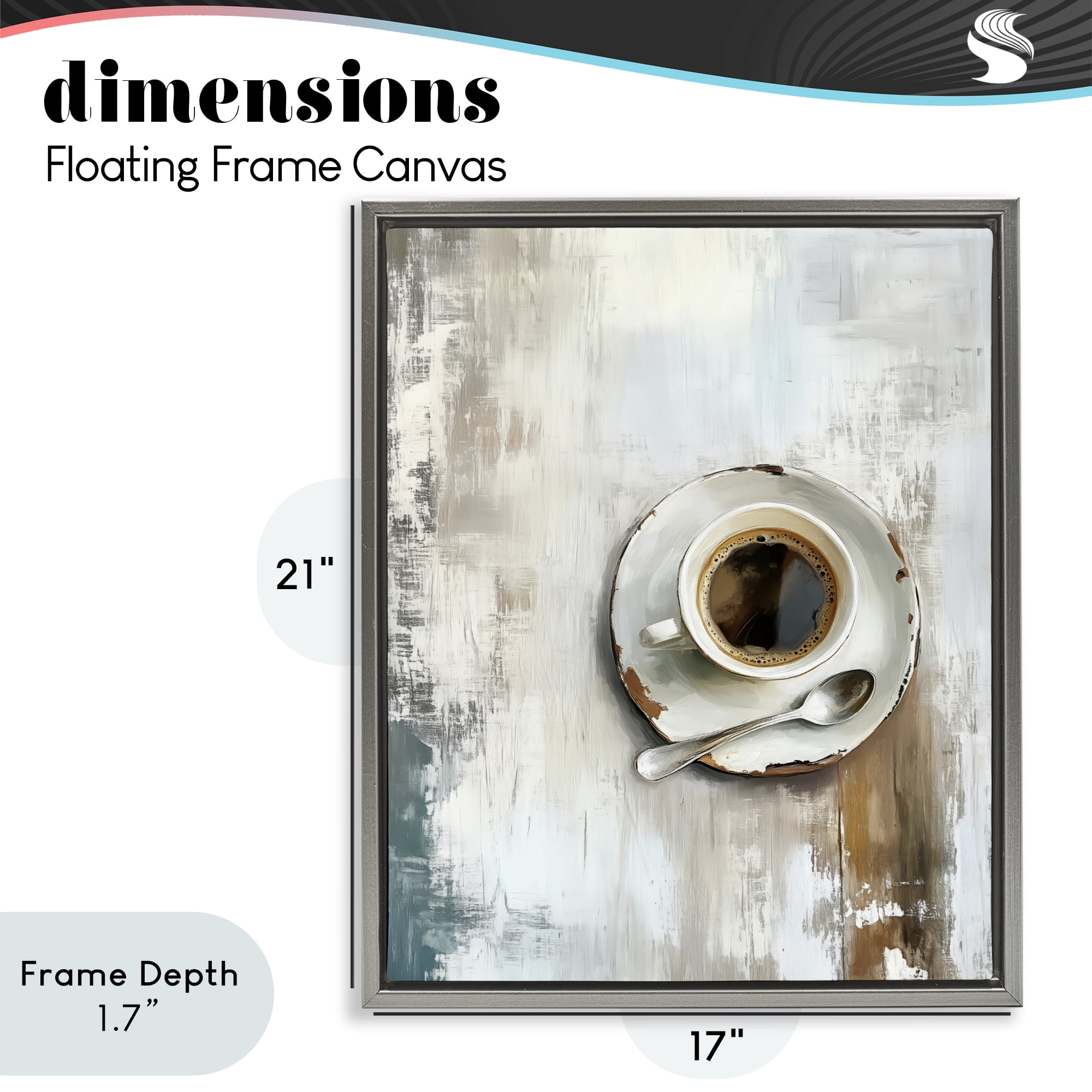 Stupell Industries Neutral & Rustic Cup of Coffee Gray Framed Floater Canvas Wall Art, design by LSR Design Studio