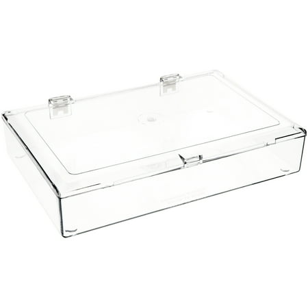 Pioneer Plastics 600C Clear Rectangular Plastic Hinged Container, 9.5" W x 6.25" D x 1.5625" H, Pack of 4