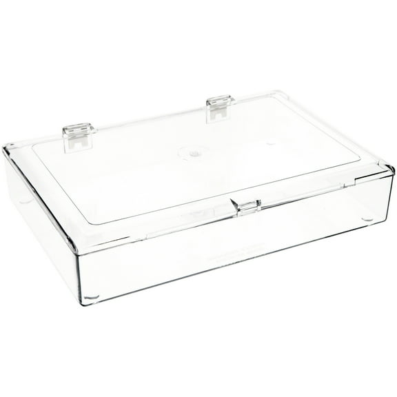 Pioneer Plastics 600C Clear Rectangular Plastic Hinged Container, 9.5" W x 6.25" D x 1.5625" H