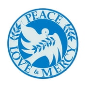Magnetic Bumper Sticker - Peace Love and Mercy (Doves) - Round Magnet - 5.75" Round