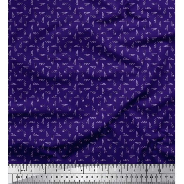 Soimoi Moss Georgette Fabric Guitar Musical Instrument Fabric Prints by Yard 42 Inch Wide