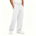 thumbnail image 7 of TKKCS Mens Baggy Wide Leg Sweatpants Curved Blade Loose Fit Casual Lounge Drawstring Elastic Waist Sweat Pants With Pockets White XL, 7 of 7