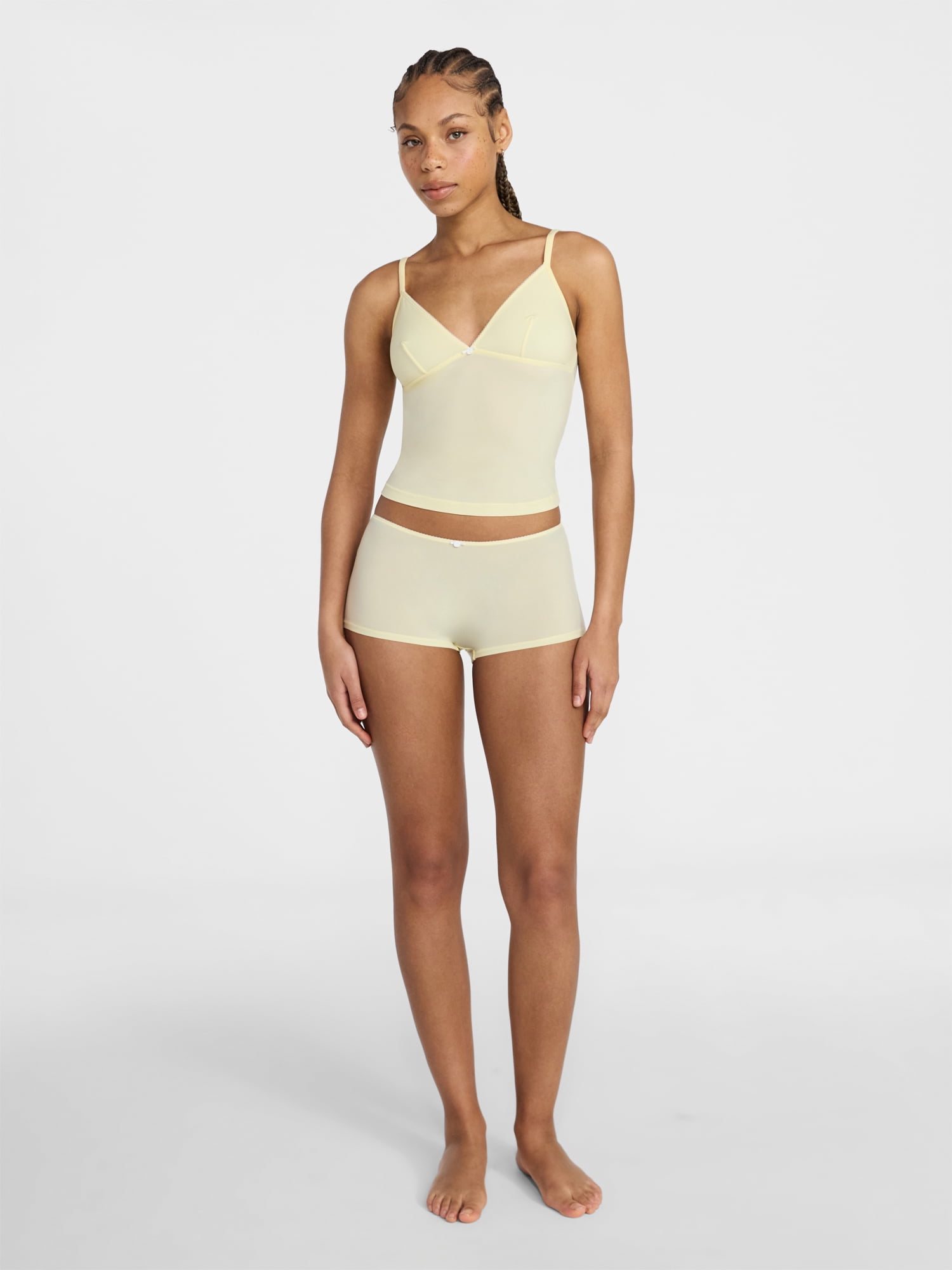 No Boundaries Fit Stretch Picot Trim Cami and Shorts Pajama Set, 2-Piece, Women's XS-XXXL