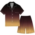 thumbnail image 3 of GPOECD Men's Sleepwear Plus Size Men's Gradient Multicolored Silk Satin Short Sleeve Button Up Home Wear Set Mens Pajama Set Gold,S, 3 of 4