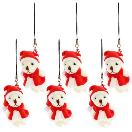 

HOMEMAXS 6Pcs Christmas Small Bear Dolls Adorable Cartoon Doll Toy Pendants Bag Pendants