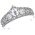 thumbnail image 3 of DINHEAROM Bride Elegant Crown Bridal Tiara Rhinestone Crown Silver Rhinestone 1Pack, 3 of 8