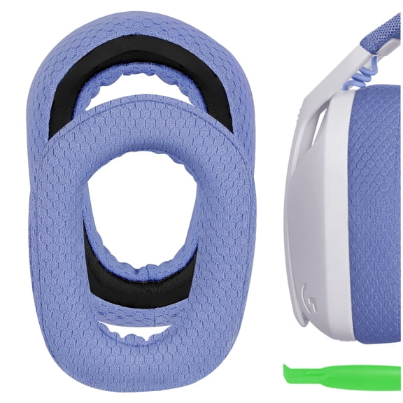 Geekria Comfort Mesh Fabric Replacement Ear Pads for Logitech G435, G335 Headphones Ear Cushions, Repair Parts with Video Guide (Blue)