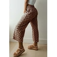 thumbnail image 2 of Women's Khaki Checkered High Waist Loose Casual Pants - Trendy Wide Leg Style - [ZhiHiMeRi] | (US 12-14)L, 2 of 12