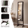 thumbnail image 4 of LIVIZA Mirrored Standing Jewelry Armoire Cabinet with Hooks & Storage Shelves, Full-Length Mirror Jewelry Organizer,Rustic Brown, 4 of 8