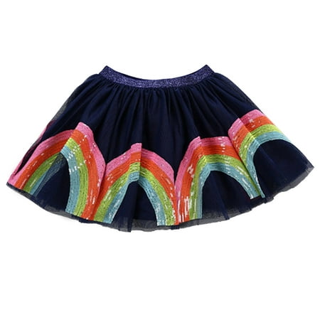 

kpoplk Kids Baby Dance Tutu Skirt For Girl Toddler Pettiskirt Children Chiffon(Dark Blue)