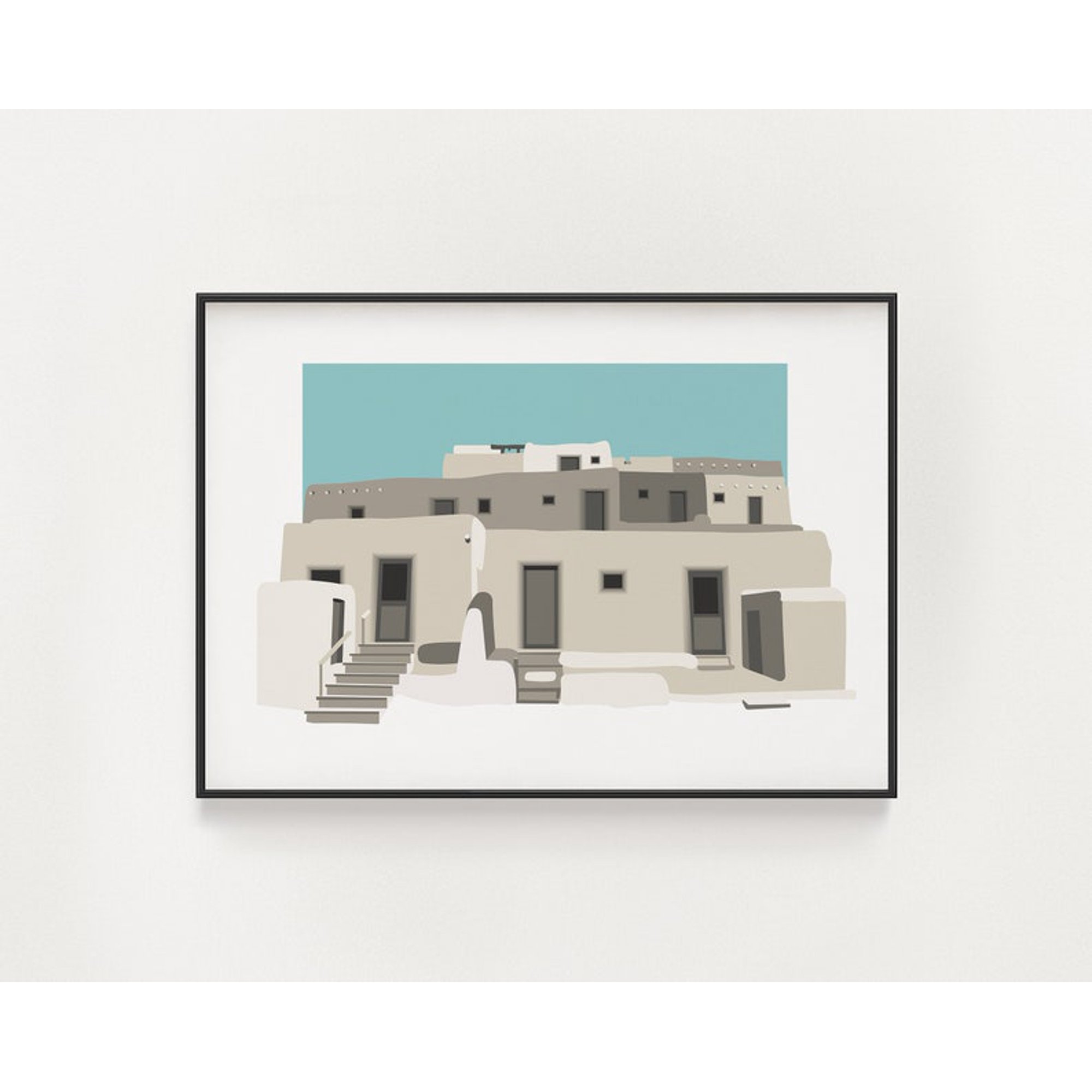 DailyMood [UNFRAMED] Taos Pueblo Adobe Architecture Southwest Wall Art Print New Mexico Poster