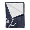 thumbnail image 2 of Hunting Soft Flannel Fleece Throw Blanket, Deer Hunter's Club Logo Design Antlers Retro Typography Shabby Style, Cozy Plush for Indoor and Outdoor Use, 60" x 80", Navy Blue White, by Ambesonne, 2 of 5
