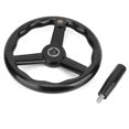 thumbnail image 1 of Black Bakelite 250 x 25mm 3-spoke non-slip lathe handwheel with handle for machine tool, 1 of 4