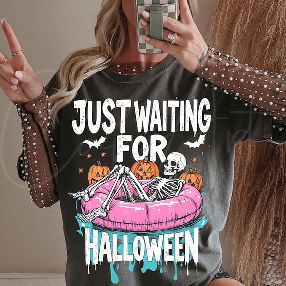 Just Waiting For Halloween Shirt, Summer Halloween Shirt, Funny Floating Beach TH140639