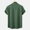 thumbnail image 3 of WREESH Men's Casual Cotton Linen Solid Turndown Short Sleeve Button Up Shirt Hawaii Shirt Green, 3 of 9