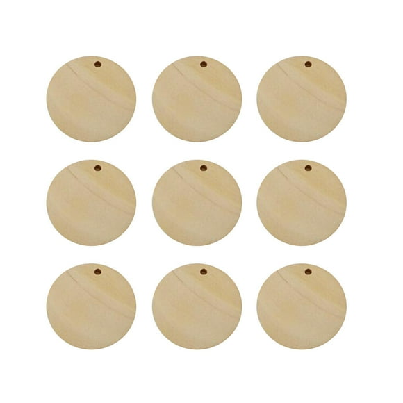 EeaseMX 50 colgantes redondos de madera con forma de rebanada, accesorios de joyería para bricolaje, colgante de rebanada de madera de un solo agujero (20 mm)