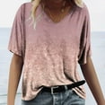 thumbnail image 5 of T-shirt Ample Décontracté à Col en V à Manches Courtes pour Femmes avec Imprimé, 5 of 5